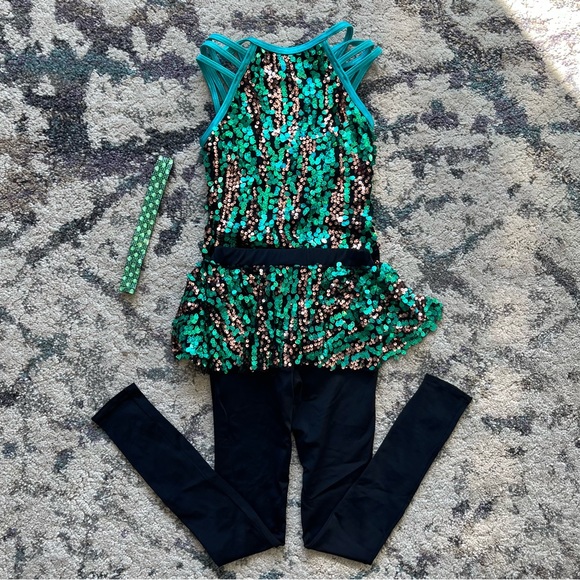 Weissman Green & Black Sequin Dance Costume - Picture 5 of 8